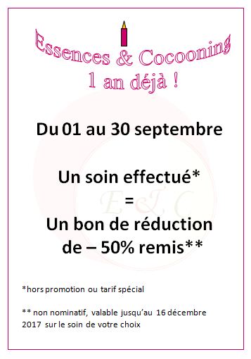 affiche anniversaire 1 an essences & cocooning